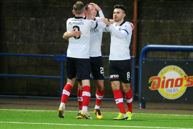 The Bairns were celebrating, eventually. Picture: Michael Gillen.