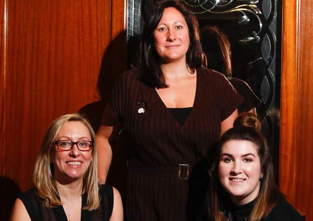 Carol Hendrie (left), owner of Professional Salon Training, with employees Lee Robertson (middle) and Kirsty Rodger. Picture: Scott Louden