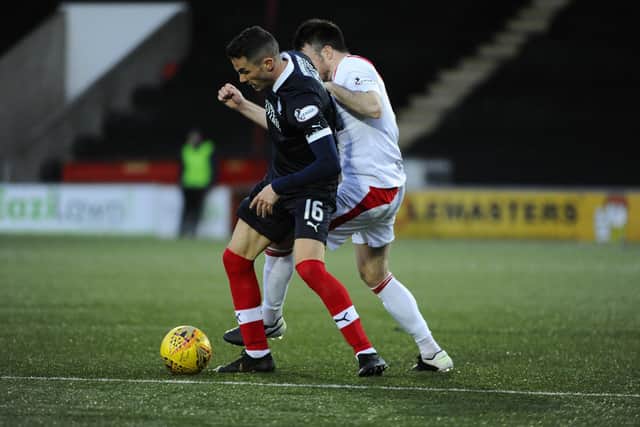 Gary Miuller was involved plenty for the Bairns. Picture: Alan Murray