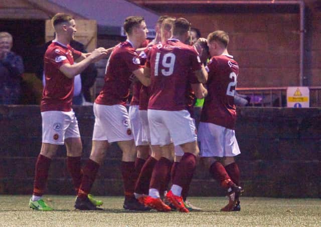 Stenhousemuir V Partick Thistle 16/11/19 Tunnock Caramel Wafer Cup Quarter Final. Hopkirk scores for Stenny to make it 1-1