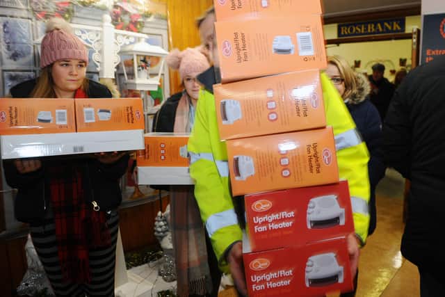 Electric heaters and cooker hobs were being distributed to those in need from Camelon Community Centre.  Pic: Michael Gillen.