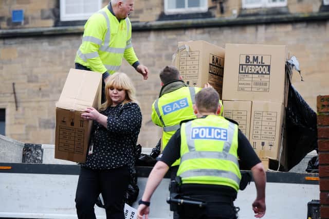 SGN with a multi-agency response including Police Scotland, Scottish Fire and Rescue, Falkirk Council and third sector volunteers distributed twin electric cooker hobs and electric heaters to the most vulnerable in the affected areas. Pic: Michael Gillen.
