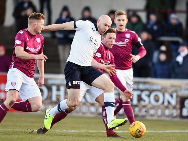 Falkirk striker Conor Sammon in action against Arbroath last Saturday