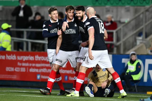 There was no questions over Hall's second, and the Bairns' fourth. Picture: Michael Gillen.