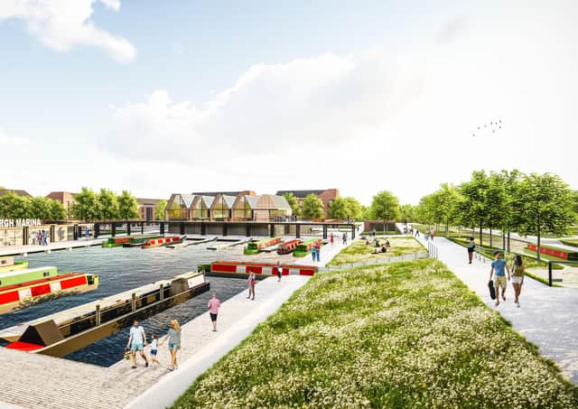 A CGI image of what Winchburgh's new marina will look like.