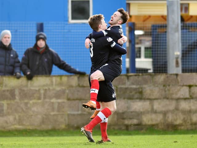 Aidan Connolly celebrates his goal. Picture: Michael Gillen.