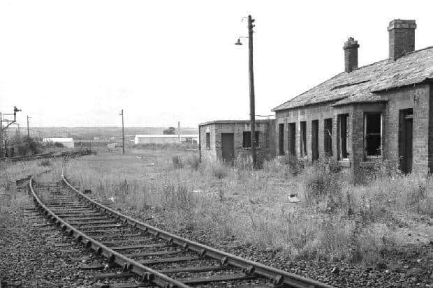 This picture was taken near the site of the former Grangemouth Railway Station in 1975, seven years after the last passenger trains stopped coming to the town. The station itself closed  in 1968 and was demolished. Its demise was blamed on declining passenger numbers at the time.