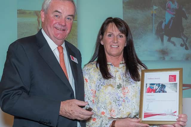 Margaret collects her British Horse Society Welfare Award
