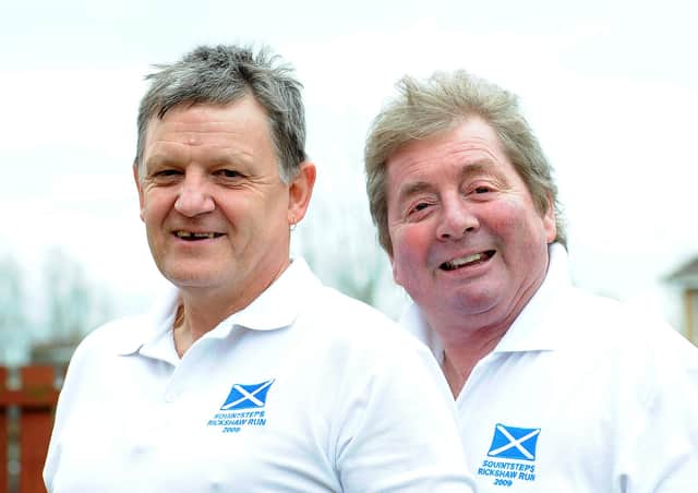 George, left with co-driver John Henderson back in 2012, when the pair - who took part in a Tuk Tuk (rickshaw) race across Indonesia - had at that time raised more than £100,000 for good causes. This time George's companion will be Bryan Hogg from Gifford, East Lothian.