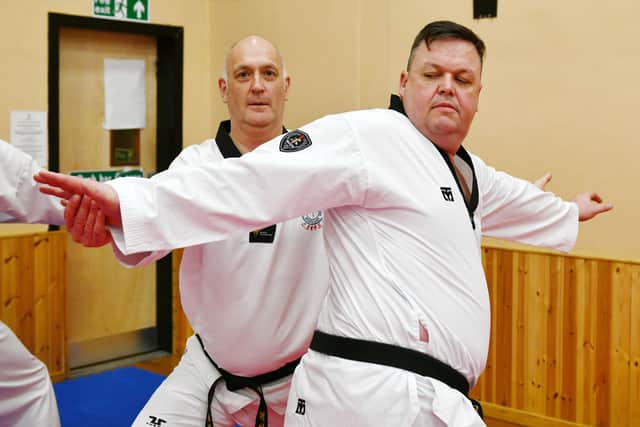 Central TKD put on a display for CEO Grandmaster Ian Leafe. Picture: Michael Gillen