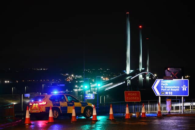 The Queensferry Crossing closed in both directions on Monday night.  Pic: Michael Gillen.