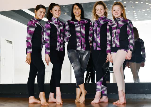From left: Grace Gillis; Sophie Bygrave; Adele Wallace, Broadway School of Performing Arts owner; Freya Eng and Aimee Bygrave