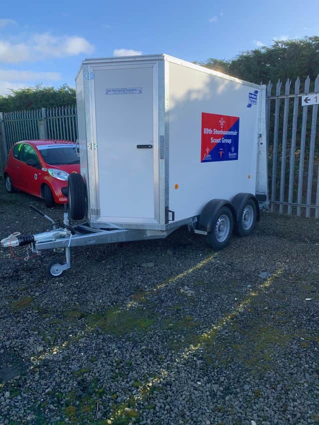 The impressive new grant-funded trailer acquired by 89th Stenhousemuir Scout Group.