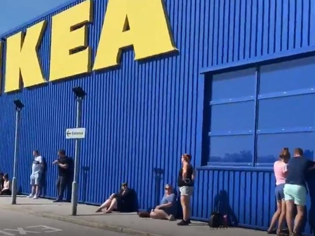 There were also queues of people snaking around the car park in Leeds. Captured by Richard McCann