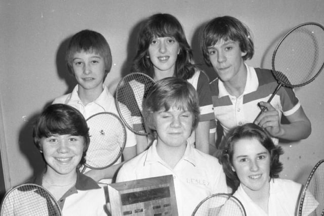 Pictured above are six of the eight team members of the South Ribble schools team who won the Under 14 Lancashire School Badminton Association Trophy. Left to right, back row: David Johnson, Christina Balchine, Robert Russell. Front: Alison Gregson, Lesley Dixon and Moira Keeble