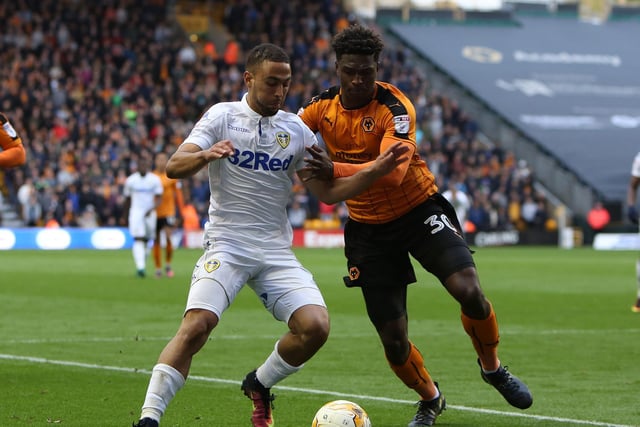 Kemar Roofe holds off a challenge.