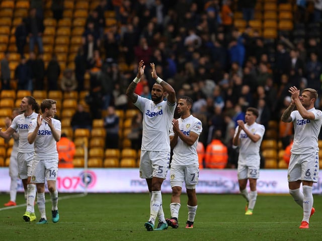 The players acknowledge the away support at full-time.