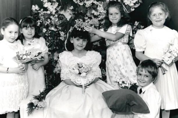 Cliff School. Photograph of the May Queen and her attendants. Published in the Wakefield Express 13.5.1988.