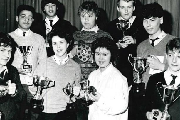 Eastmoor High school. Awards ceremony. Published in the Wakefield Express 21.3.1986.
