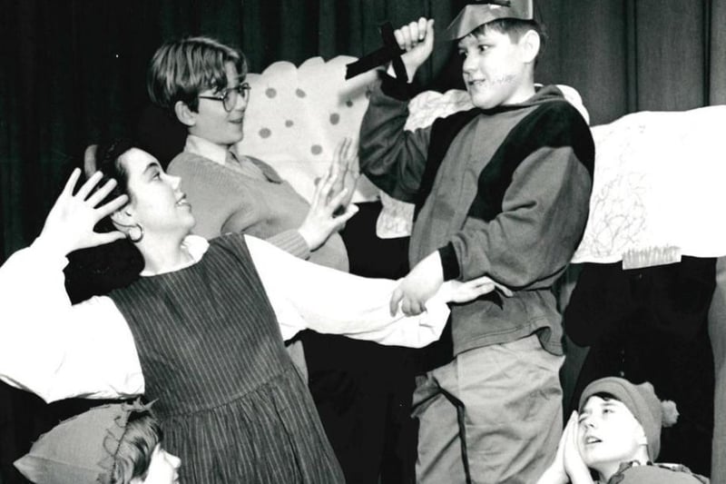 Outwood Grange School European Evening, Year 8 students put on the play Snow White, 1994.