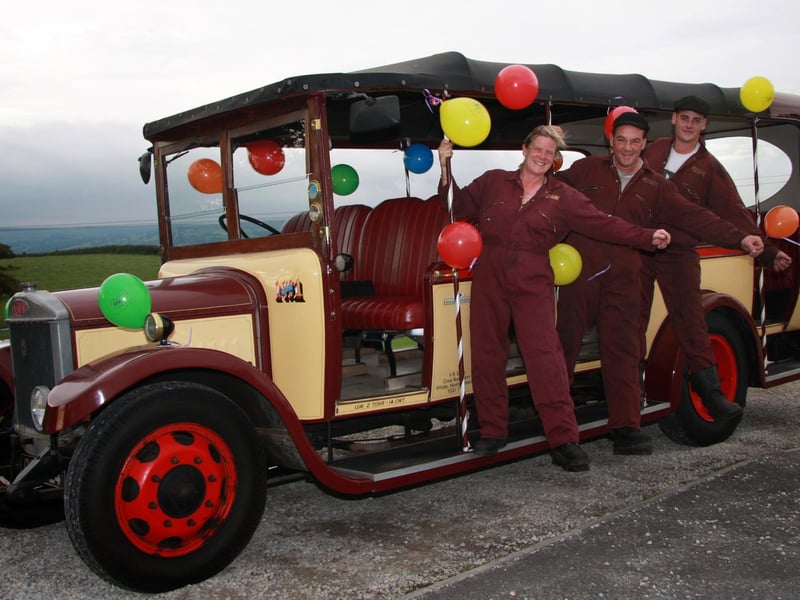 Viv, Vernon and Vernon Smith celebrate Charlotte the charabanc’s 80th birthday.