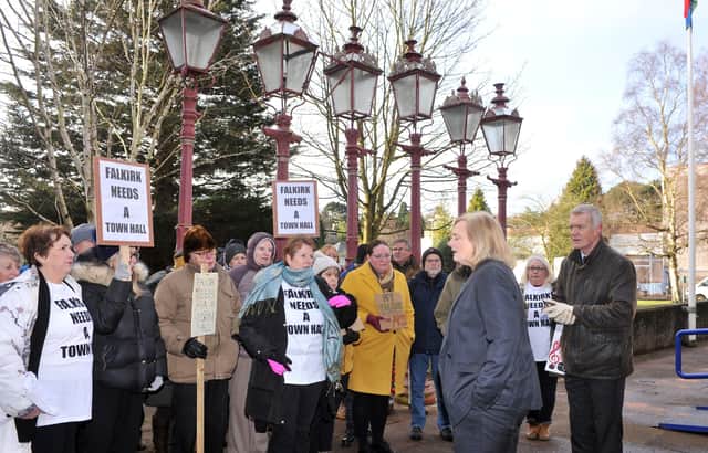 Campaigners gathered outside the Municipal Buildings last week ahead of the budget meeting.  Pic: Roberto Cavieres.