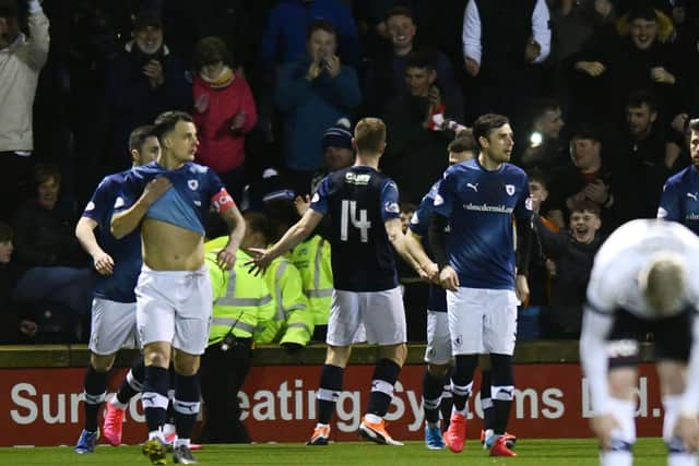 Raith Rovers goal Steven MacLean 14. Picture: Michael Gillen.