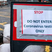 Sign at a drive-through Coronavirus testing centre at the Western General Hospita in, Edinburgh.