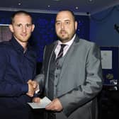 Boness United chairman Iain Muirhead (right) has paid tribute to stars including player Will Snowden (also pictured) for agreeing to take no wages from the club during the ongoing coronavirus crisis