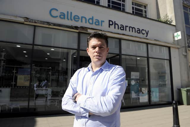 Pharmacist Richard Grahame outside Callendar Pharmacy