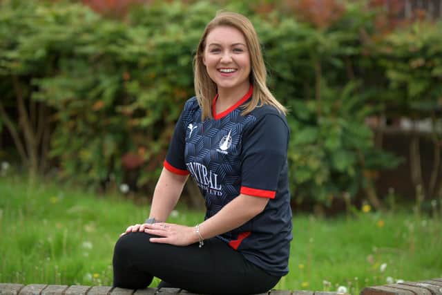 Hayley Leitch sports the new Falkirk strip. Picture: Michael Gillen.