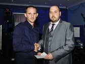 Boness United chairman Iain Muirhead (right) is pictured with BU player Will Snowdon (Pic by Alan Murray)