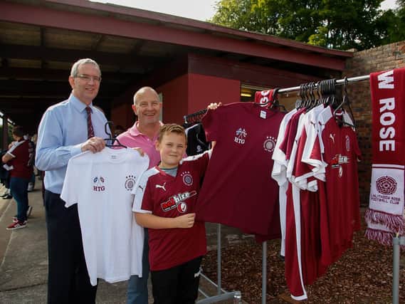 Jon Mahoney (1st left) is pictured with Linlithgow Rose supporters