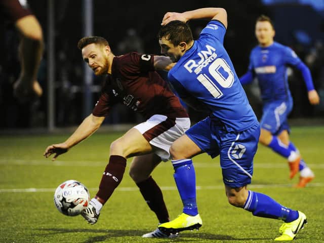 Bo'ness United in action against local rivals Linlithgow Rose earlier this season (Pic by Alan Murray)