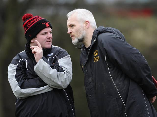 Outgoing Grangemouth Stags head coach Craig Deacons (right) will be moving to Stirling County next season with the club currently taking applications to find his replacement