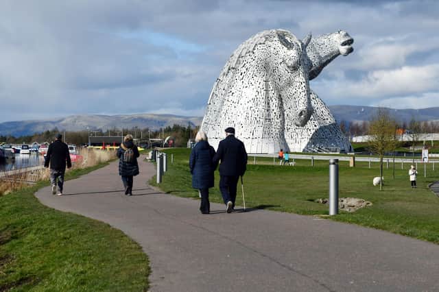 The Helix Park and Kelpies are still open for those on their daily exercise, but the visitor centre is closed. Pic: Michael Gillen.