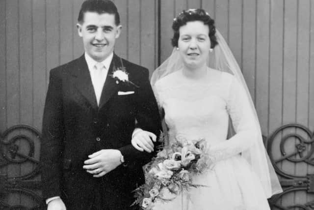 Tom and Jean Craig on their wedding day on June 15, 1960.  Pic: Falkirk Herald Studios.