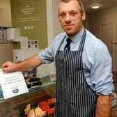 Kevin McArthur, butcher at Puddledub's shop on Kirkcaldy High Street.  Pic: Fife Photo Agency.