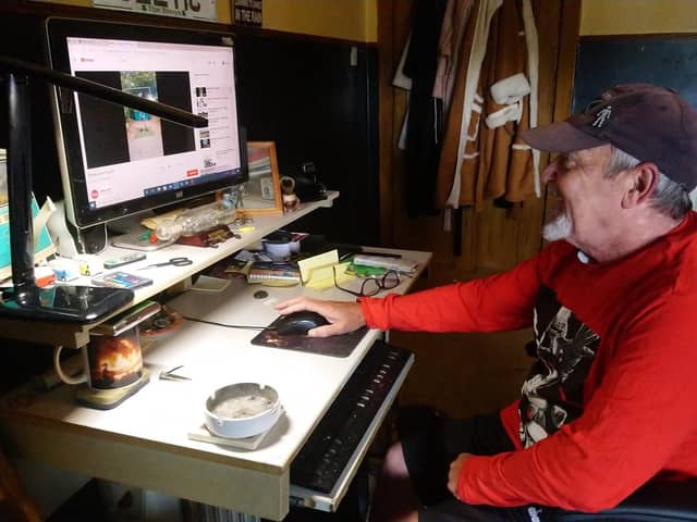 Getting back online...Arthur Bisset has been supported by his family but believes the guide will be a huge support to others who, like him, have aphasia.