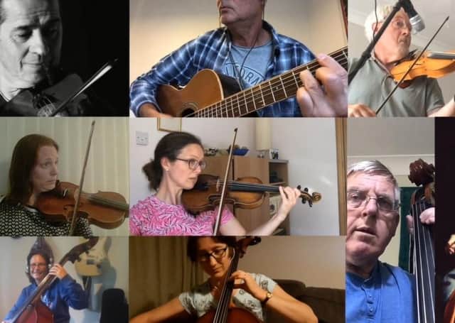 Linlithgow String Orchestra, performing together online for their recent online project 'Bring Me Sunshine' which premiered on the Linlithgow Orchestra YouTube channel for international Make Music Day.