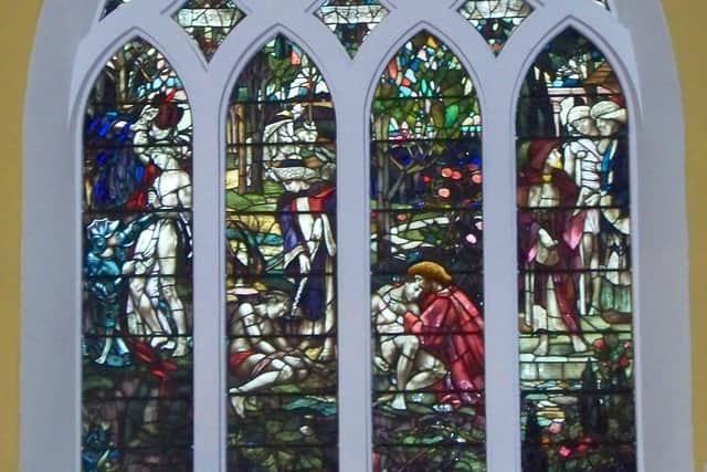 The Good Samaritan window in Falkirk Trinity Church