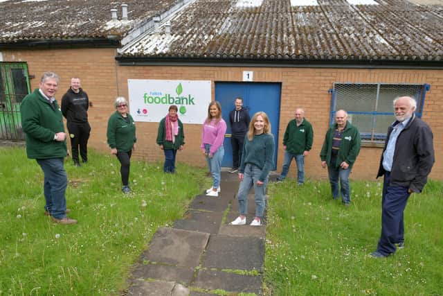 Jim Couper, Falkirk Foodbank manager (far left) with some of his team of volunteers and new lockdown volunteers