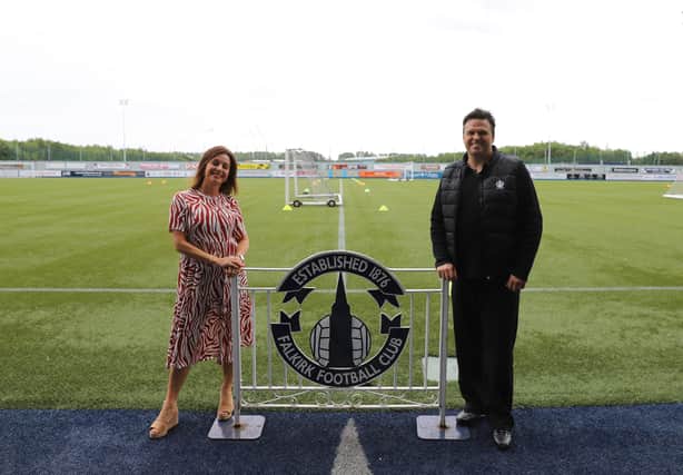 Forth Valley College’s Development and Fundraising Manager Pauline Barnaby and David Stewart Community Manager at the Falkirk Foundation welcoming the announcement of the £100,000 funding for the Centre Forward - Making Your Move initiative