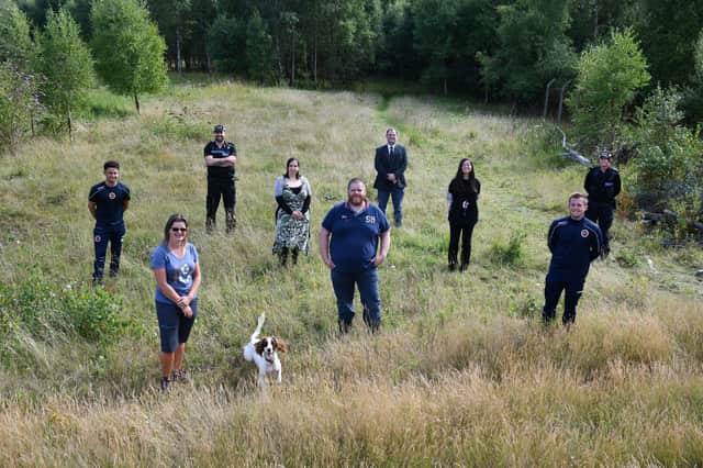 Representatives from the organisations involved in the project. It is part of a wider partnership between Keeping Larbert & Stenhousemuir Beautiful; local police; Larbert High School. Stenhousemuir FC Warriors in the Community; Councillor Gary Bouse; Councillor Laura Murtagh and Carron Bathrooms. Pic: Michael Gillen