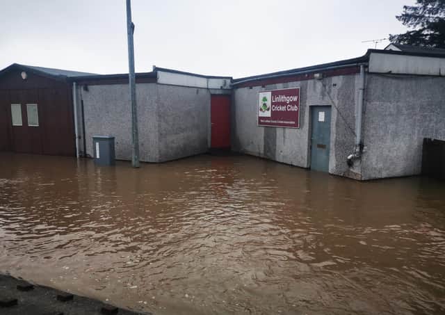 Linlithgow Cricket Club's clubhouse was flooded.