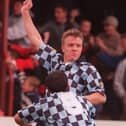 David Hagen celebrates Falkirk scoring at Brockville.