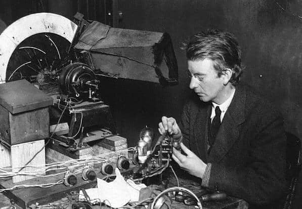 Television pioneer John Logie Baird at work