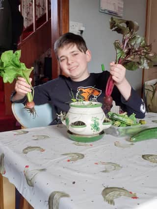 Ruaridh is pictured with a some of his ‘‘harvest’’.