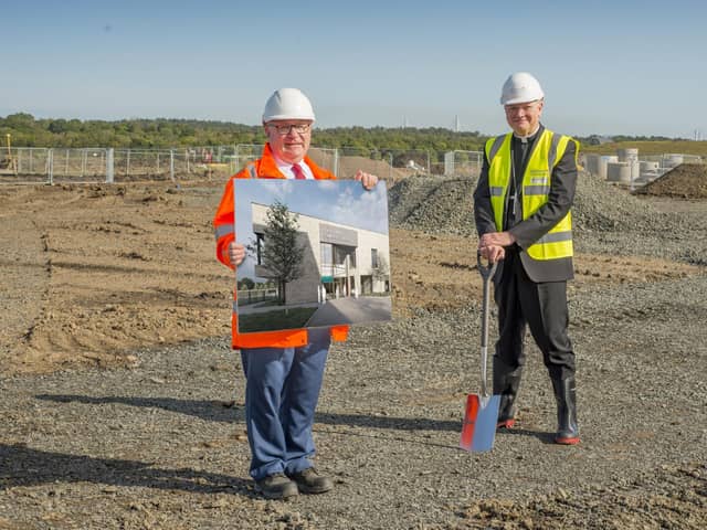 Executive councillor for education David Dodds and Archbishop Leo Cushley at the site of the new home for Holy Family Primary School in Winchburgh.