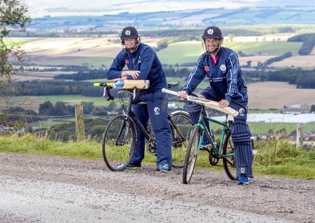 In the saddle...Craig Wallace and Ali Evans prepare for Cycle4Con, pictured here at Strathearn. (Pic: Donald MacLeod)